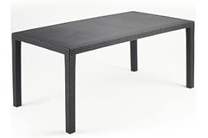 URBN GARDEN Rectangle Garden Plastic Patio Dining Bench Whether Proof Table Indoor Outdoors (Anthracite)