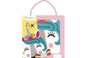 Clairefontaine ES Avenue Mandarine KC120C - Caja Pix Gallery que incluye 1 pandereta redonda punto de cruz de 13 cm, dedal, hilo y aguja, unicornio