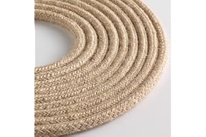 Klartext - LUMIÈRE rund textilkabel för belysning, 3 x 0,75 mm, naturlig jute, 3 m.
