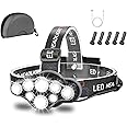 Lampe Frontale 18000 Lumens 8 LED - Noir - Rechargeable - Étanche IPX4