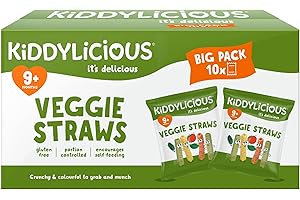 Kiddylicious Veggie Straws - Delicious Finger Food Kids Snack - Suitable for 9+ Months - 10 Packs