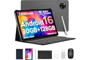 DOOGEE Tab A9 Pro+ Android 16 Tablet con Teclado y Lápiz, 30GB+128GB/2TB Tablet 11 Pulgadas Octa-Core, Gemini AI/8580mAh/5G WiFi/Widevine L1/ Doble Altavoz/Face ID/OTG Tablets Niños con Funda & Raton