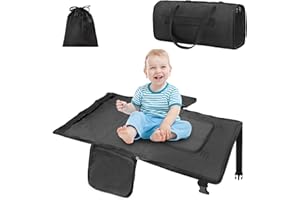 Zyphoria Toddler Airplane Travel Bed, Airplane Seat Extender for Kids, Plane Must Have for Toddlers, Baby Travel Essentials for Flying, Portable Travel Bag Foot Rest for Flights(Black-Bag)