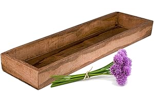 ‎BIGDEAN BigDean Tablett aus Mangoholz - 50 x 14,5 x 5 cm - Vintage Holztablett rechteckig - UNIKAT - Deko Holzbrett, Holzschale, Holzablage, Dekotablett