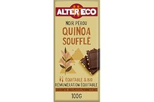 ALTER ECO - Tablette Chocolat Noir au Quinoa Soufflé - Bio & Équitable - Origine Pérou - 100 g