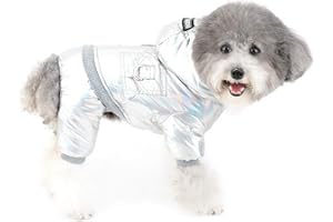 ZUNEA Manteaux d'hiver pour Petit Chien Imperméable Combinaison Sweats à Capuche de Neige Chaude Vêtements avec Jambes Doublées en Polaire pour Chiot Chihuahua Chat Argenté XL