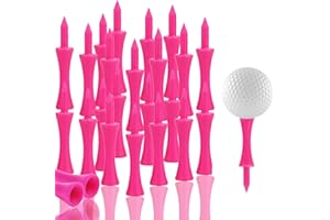 PanAcratis 50Pcs Premium Golf Tees Plastic, Pink Golf Tees 57mm Pink Castle Tees Long Short Durable Portable Professional for Golfer Practice