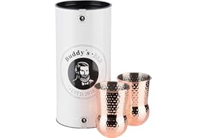 Buddy´s Bar - 2 Tazas Julep Mug, 2 Tazas de cóctel de 400 ml con Efecto Martillo, Tazas de Acero Inoxidable, martilladas, Incl. Caja de Regalo, Juego de 2, Cobre Pulido