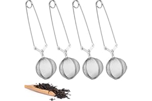 Dalephoric 4 Pièces Boule à Thé, Infuseur Thé en Acier Inoxydable, Passoire à Thés avec Poignée, Filtre à Thé, Pince à Tamis à Mailles Fines, pour Infuseur Tasse, Épices et Assaisonnement