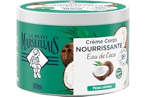 Le Petit Marseillais | Crème Corps Nourrissante Eau de Coco (pot de 380 ml) – Crème hydratante pour peaux sèches – Formule vegan 95% d'origine naturelle