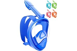 HINATAA Máscara de Buceo para Niños, 180 °Máscara de Snorkel de Cara Completa Infantil, Anti-vaho Anti-Fuga Máscara de Gafas Compatible con Soporte de Cámara, Adecuado para Niños de 4 a 12 Años