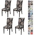 JOTOM Stretch Modern Chair Covers Dining Chair Protector Removable Soft Spandex Dining Chair Slipcovers for Hotel Party Wedding Dining Room Kitchen (Baroque Pattern, Pack of 4)