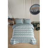 Formeya Tek Kişilik Desenli Kapitone &Ccedil;ift Taraflı Renkli Pike Yatak &Ouml;rt&uuml;s&uuml; Takımı 160x230 cm (&Ccedil;arşafsız) (Yeşil)
