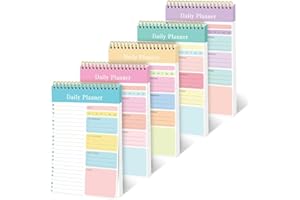 MAYBOOS 5 Pack Notebook,To Do List Notebook,A5 Spiral 30 Pages Daily Planner Tear Off,Undated Daily Study Planner,To Do List Pad for Work Study and Personal Oraganizer(22 X 13 cm,5 Pack)