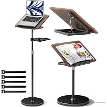 Haweah Support De Livre Réglable Bureau Debout Multifonctionnel - Hauteur 60-130cm Pour Ordinateur Portable, Tablette, Partitions Et Recettes - Blanc