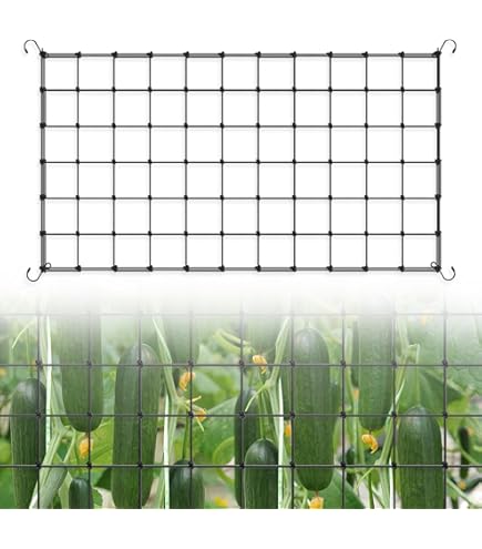 Rete Scrog 120x120, Rete Elastica per Piante, Ret per Grow Box, Scrog Netz a Traliccio, con 6 Ganci, per Cetrioli Pomodori Fiori Verdure Frutta (120x60cm