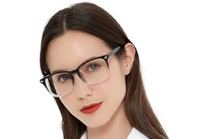OCCI CHIARI Blue Light Blocking Reading Glasses for Women, Womens 1.5 Reading Glasses, Ladies Screen Reader Spring Hinge (Black-Transparent 150)