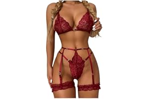 POLPQED Tanga Mujer Rojo Juguetes para Adultos Mujeres Sexy Lencería 3 Piezas Liguero Sin Medias Conjuntos de Lencería Para Mujer Sujetador Clásico para Mujer Negra Liguero y Conjunto de Lencería S,M,L,Xl