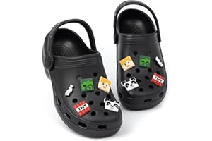 Minecraft Classic Clogs Sandalen Kinder | Jungen Mädchen Spiel Charaktere Waffen Neuheit Charms Slider | Unterstützende Riemen belüftete Sommer-Strand-Poolschuhe