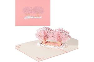 ANEWISH Kartka urodzinowa 3D trójwymiarowa kartka urodzinowa typu pop-up z kopertami (romantyczna sakura)