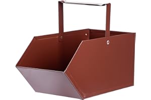 KADAX Contenitore di cenere realizzato in metallo, 32 x 21 cm, scatola di cenere con manico comodo, scatola, ciotola di cenere, contenitore a, scatola a in (marrone)