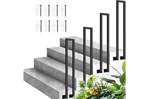 YTLEMON Corrimano per Scale Interne, Ringhiera a Forma di U, Ringhiera per Esterni con Kit di Viti, Corrimano per gradini, Ringhiera antiscivolo in Ferro per corridoio (Nero-montaggio laterale, 60cm)