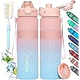 CodiCile Water Bottle, BPA Free 1l Water Bottle Leak Proof Drinks Bottle, Large Sports Bottle Great for Gym, School, Office and Travel (Pink Blue)