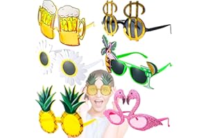 UGBO Party Brillen Lustige Brille Hawaiian Tropical Sonnenbrillen Partybrille Set Kostüm Party Sonnenbrille für Strand Thema Dekoration Party Zubehör Foto Requisite 6 Paar