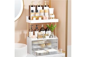 OrderlyGo Makeup Organiser - Upgrade 2 Tier 3 Drawers Large Vanity Organisers, Versatile Cosmetic Storage, Exquisite Bathroom Organiser Storage, Skincare Manager, Dressing Table Organisers, Clear