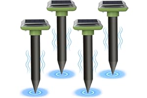 HENESE Ultrasuoni per Topi da Esterno,4 Pcs Scaccia Talpe Ultrasuoni Solare, Spaventapasseri Solari, Repellente per Talp, Gopher per Giardini e Prati