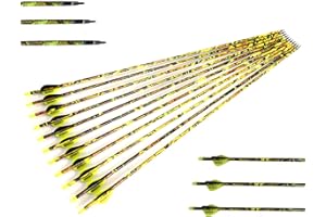 ACCMOS Diamètre Intérieur 6.2mm .244" Longueur Personnalisée Flèche Carbone 22-30 Pouces Spine 500 pour Entraînement Chasse avec Encoche Rotative pour Arc à Poulies et Arc Recurve Adulte Jeunesse 12pcs