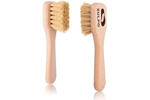 SULPO Spazzole per stendere la crema sulle scarpe - Kit cura della scarpa - Spazzole morbide - Set di 2 - Color naturale