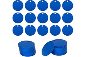 STAYMAX Etiquetas redondas de aluminio para grabado, 25 unidades, diámetro de 4 cm, color azul