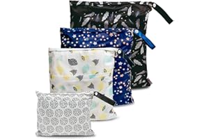 JOYO ROY Wet bag wasserdichte Windeltasche für unterwegs Nassbeutel Kindergarten Wetbag Kindergarten Wäschebeutel kita Wetbag Stoffwindeln Wäschebeutel Kindergarten Wasserdicht Windeltasche für Baby 4 Set