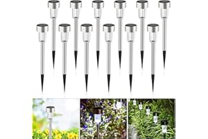 LEDGLE Lampe Solaire Exterieur Balise Solaire de Jardin, Eclairage Blanc Jour, IP44 Etanche (Lot de 12)