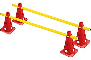 ‎RHINOS SPORTS RHINOS Sports Hurdle Set, 4 Multi Function Cone (22,5 cm) + 2 TRAINING Bars (1 m)