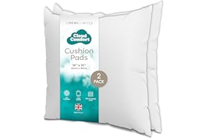 Linens Limited - Cushion Insert 40cm x 40cm, Made in the UK, Soft and Plump, Non-Allergenic Sofa Cushion Pad, Easy to Clean, Small Cushion Inner, Perfectly Fits Covers (White) (2 Pack)