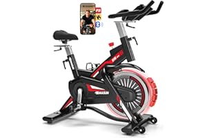 Vélo d'Appartement, DMASUN Vélo d'Exercice Magnétique Silencieux avec Écran LCD, Résistance Réglable de 0 à 100%, Volant d'inertie Solide, Siège Moelleux et Confortable, Capacité de Charge 160 kg