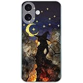 PrintiFy iPhone 16 Plus ile Uyumlu Vitray Cadı Saati Tasarımlı Şeffaf Silikon Kılıf