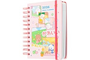 Grupo Erik Pocket Diary 2026 Day Per Page - Kawaii Daily Planner | Page A Day Diary 2026 Small With Planner Stickers, Bookmark, Pocket | Cute Stationery Kawaii Gifts