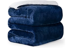HOMFINE 660GSM Coperta in Pile Matrimoniale-220x240cm Coperta Pile Plaid Coperta Sherpa Coperta Divano Coperta Morbida Invernale Coperta Fluffy Coperta Calda e Confortevole Blu