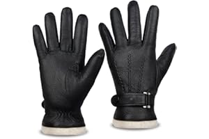 Harssidanzar Guanti invernali in pelle degli uomo,vera pelle calda cashmere foderata touchscreen Texting Guanti per la guida KM051EU