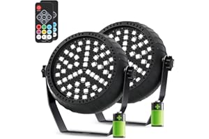 Telbum Wiederaufladbar Stroboskop, Disco Licht Batteriebetrieb RGB 54LED Stroboskop Blitzer mit Fernbedienung, Blitzlicht Halloween Sound Aktiviert Party Lichter für DJ Weihnachten Hochzeit 2Pack