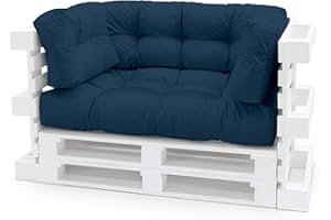 ‎SPATIUM Spatium Palettenkissen Set abnehmbar Bezug wasserdicht gesteppt Palettenauflage Palettenpolster Palettensofa Palettenmöbel Dunkelblau 4er Set