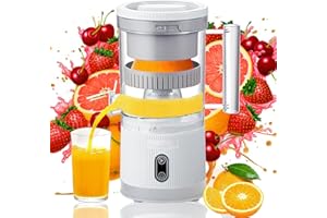 Cornesty Presse Agrume Electrique avec Panier à Pulpe, 300ml Extracteur de Jus 80 Watts Juicer Machine USB Rechargeable pour Agrumes Orange Citron Pamplemousse (Blanc)