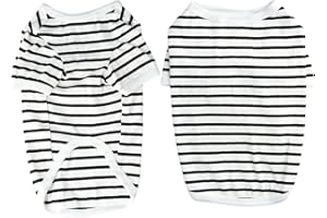Shengxi Dog Jumper, Striped Dog Shirts for Small Dogs, Summer Breathable Striped Puppy T-Shirt Vest Basic T-Shirt Stretchy Pet Clothing for Chihuahua French Bulldog (M)
