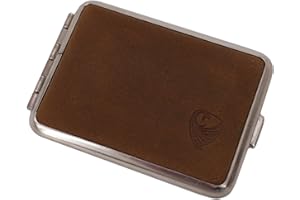 GERMANUS Pastillero, Made in Germany, Comprimidos con Dosis de Carne Pequeña para tabletas, acero con cuero marrón, para tabaco