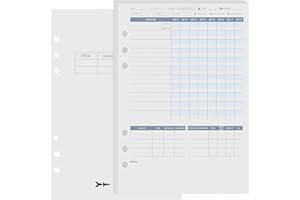 ‎HARPHIA Harphia Ersatzblätter für Workout-Tracker-Planer mit 6-Ringbindung, Einlegeblätter für Fitnessjournal-Notizbücher, A5-Format (8,27 x 5,71 Zoll), effizient und professionell