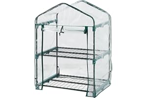 Top Home Solutions® Mini Greenhouse - 2 Tier Cold Frame With Clear PVC Cover, Roll-Up Zipped Door - Portable Greenhouse For Plants And Seedlings - Perfect for Outdoor Garden and Home
