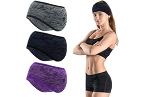 3Pcs Winter Ear Warmers Headband Boisbresil Sports Headband Earmuffs Headbands for Womens Hair Winter Moisture Wicking Headbands Stretchy Yoga Headband for Yoga Cycling Basketball Fitness(32CM)